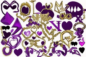 kiss,purple,Xoxo,Prince,bad,gold,diamonds tattoo idea