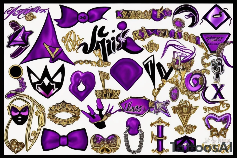 kiss,purple,Xoxo,Prince,bad,gold,diamonds tattoo idea