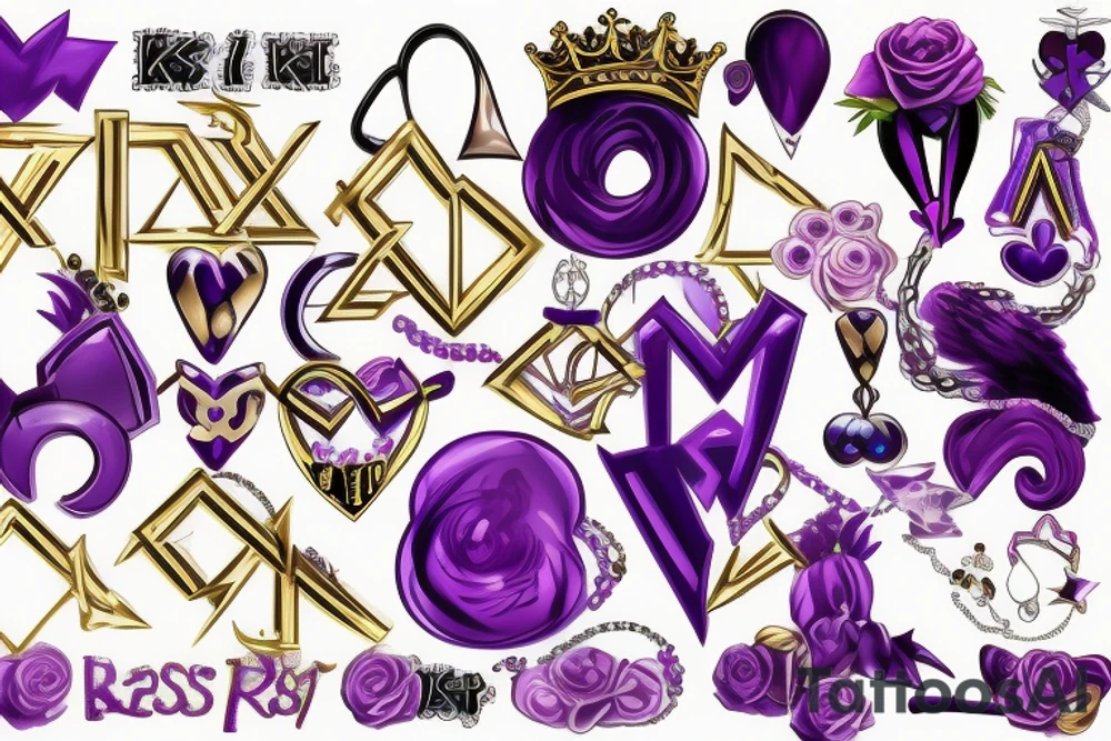 kiss,purple,Xoxo,Prince,bad,gold,diamonds tattoo idea