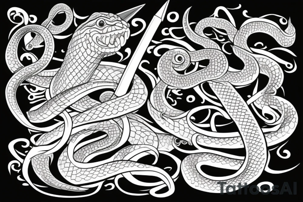 Snake with sword tattoo idea