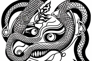 Oni mask with snake tattoo idea