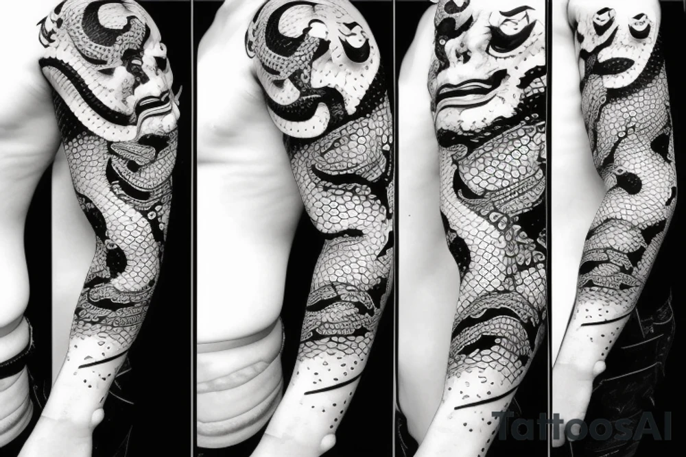 Oni mask with snake tattoo idea