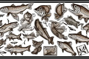 Brown trout patchwork tattoo idea