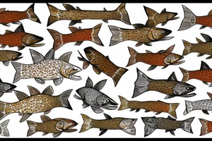 Brown trout patchwork tattoo idea