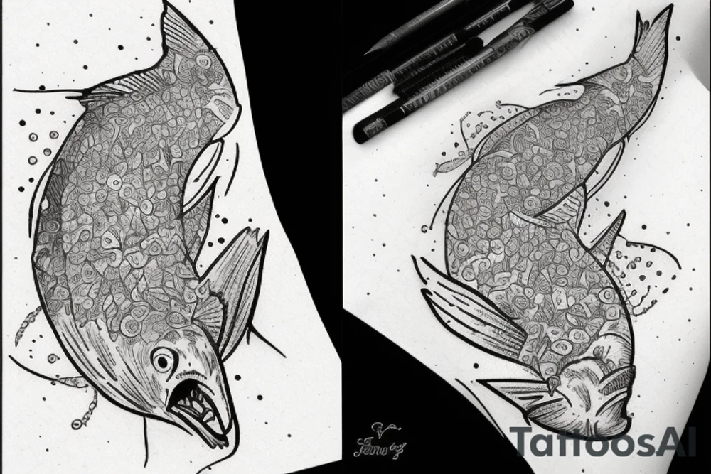 trout patchwork tattoo idea