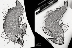 trout patchwork tattoo idea