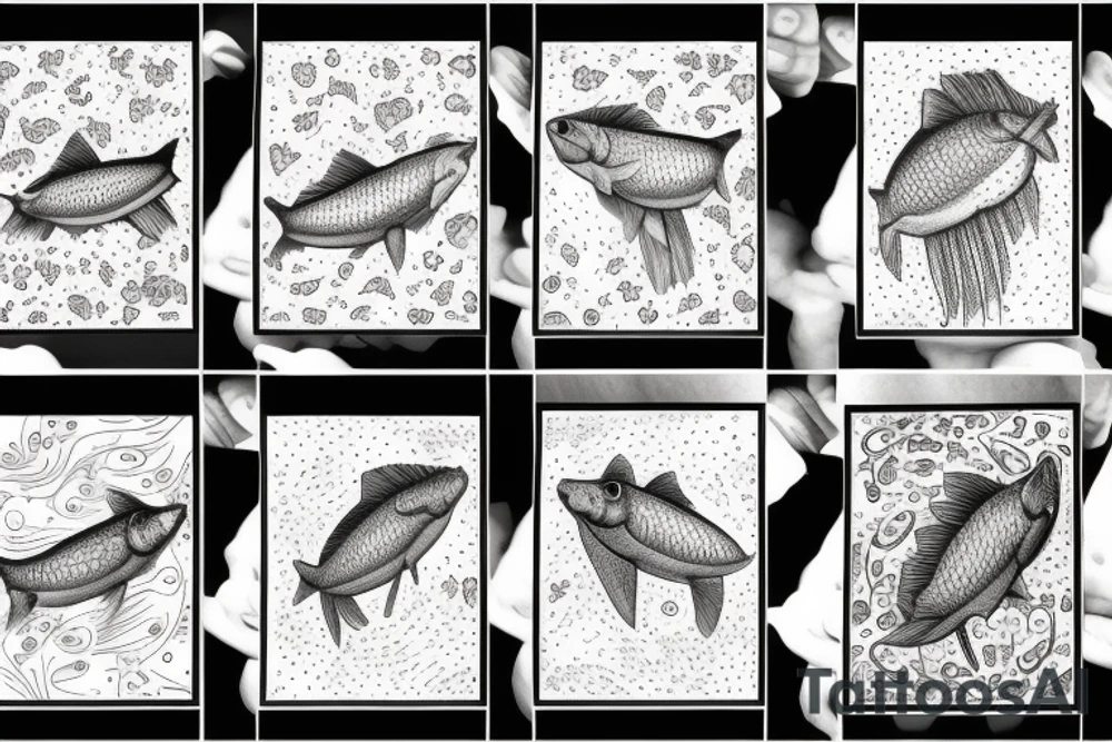trout patchwork tattoo idea
