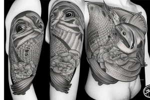 trout patchwork tattoo idea