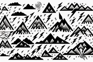 Mountain with lightning nature power tattoo idea