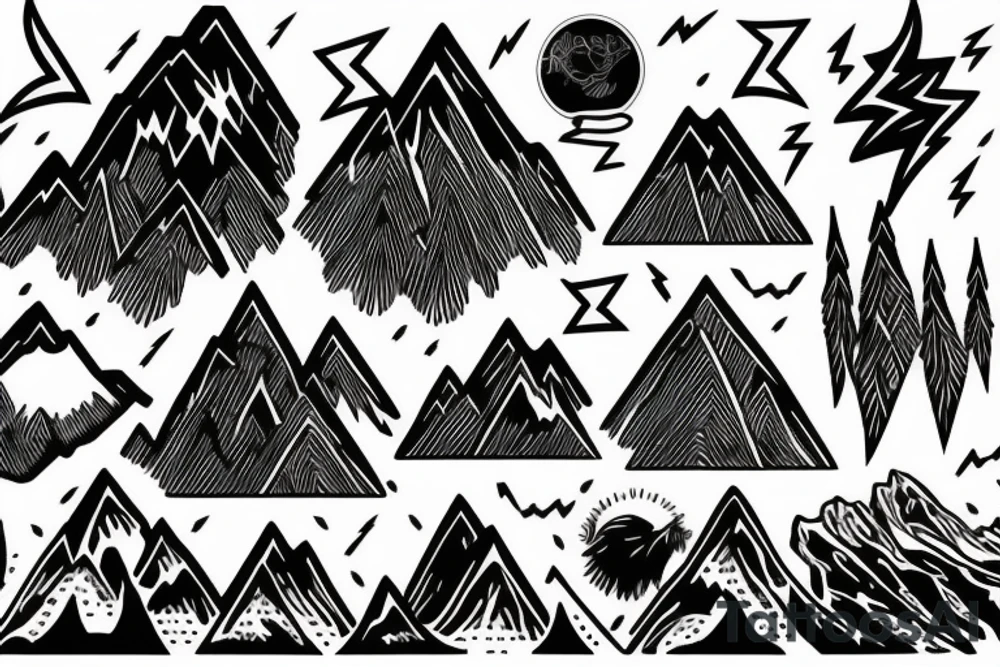 Mountain with lightning nature power tattoo idea Mountain with lightning nature power tattoo idea