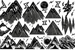 Mountain with lightning nature power tattoo idea
