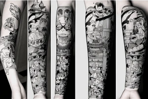 Les melies movie tattoo with spade design tattoo idea