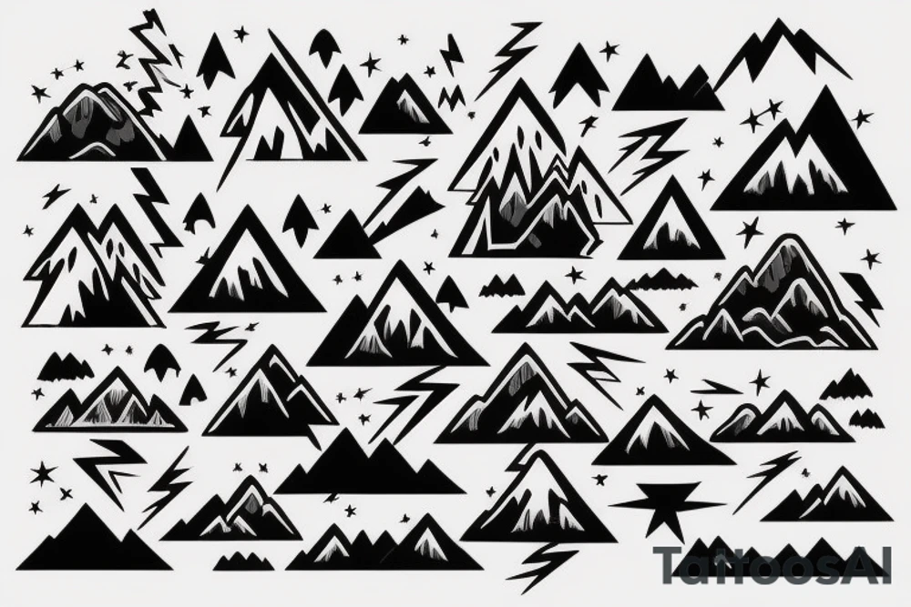 Mountain with lightning nature power tattoo idea