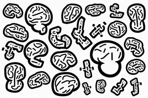 The outline of a brain with Two Stickmen arguing with each other inside the brain tattoo idea