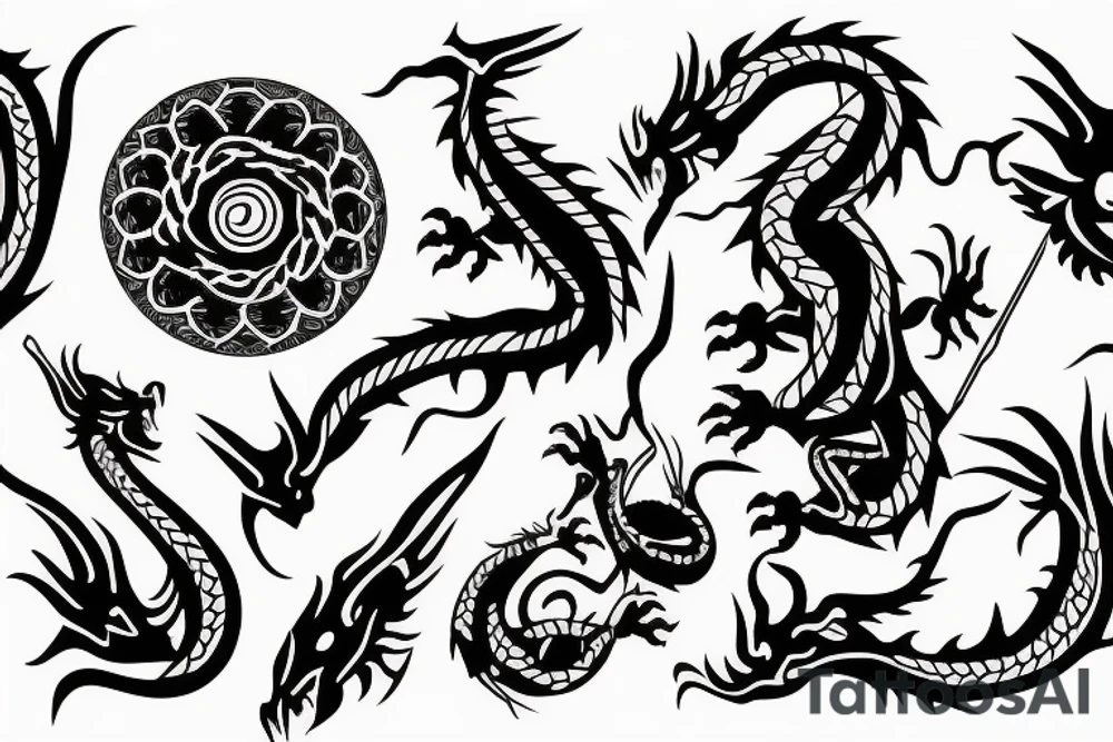 Dragon with spades tattoo idea