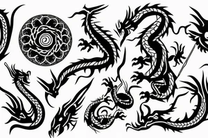 Dragon with spades tattoo idea
