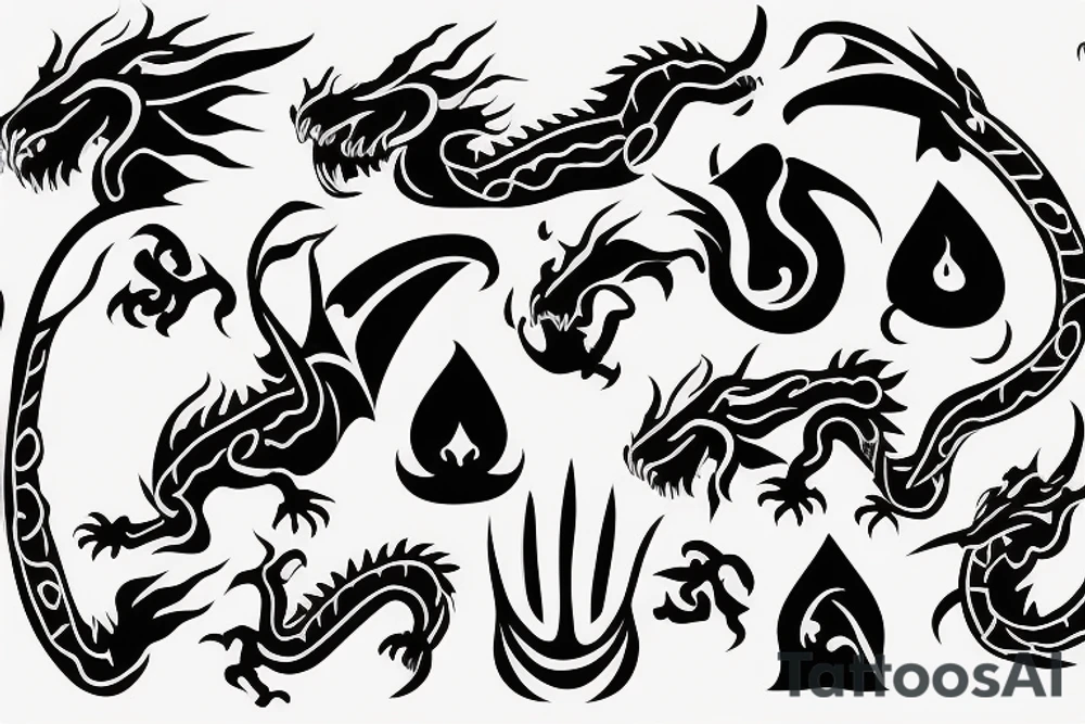 Dragon with spades tattoo idea