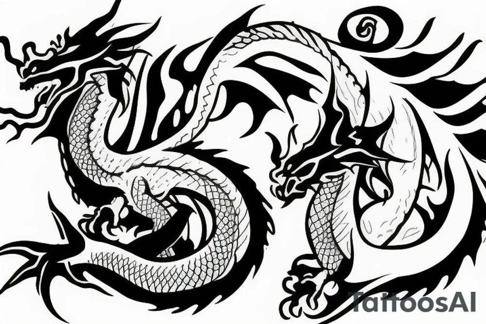 Dragon with spades tattoo idea