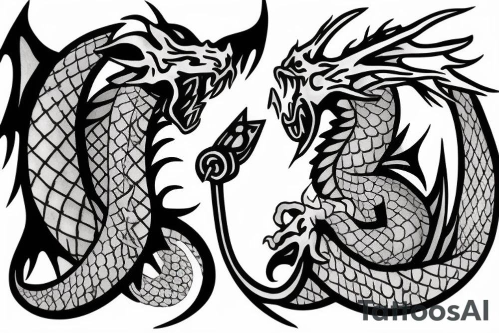 Dragon with spades tattoo idea