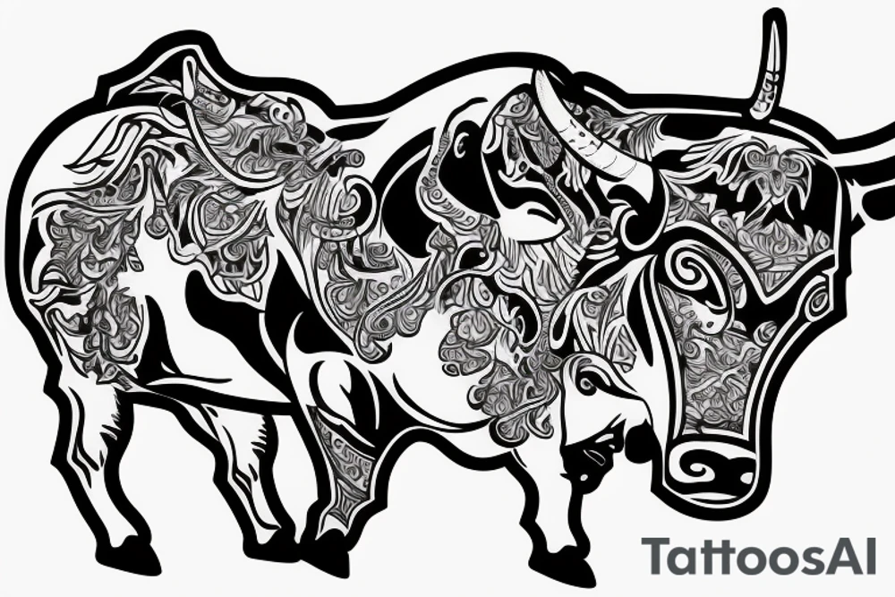 A bull running toward me with a girl on its back tattoo idea A bull running toward me with a girl on its back tattoo idea
