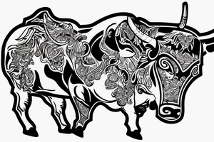 A bull running toward me with a girl on its back tattoo idea