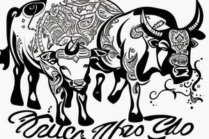 A bull running toward me with a girl on its back tattoo idea