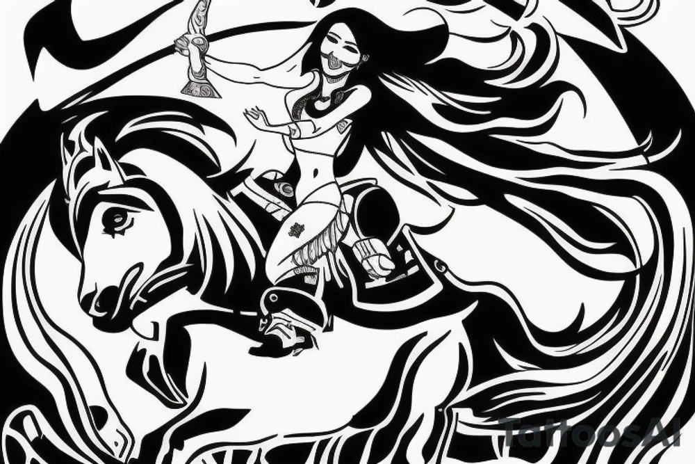 A girl rides a bull running toward me tattoo idea