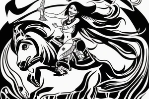 A girl rides a bull running toward me tattoo idea