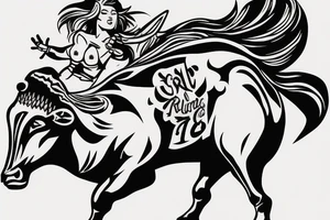 A girl rides a bull running toward me tattoo idea