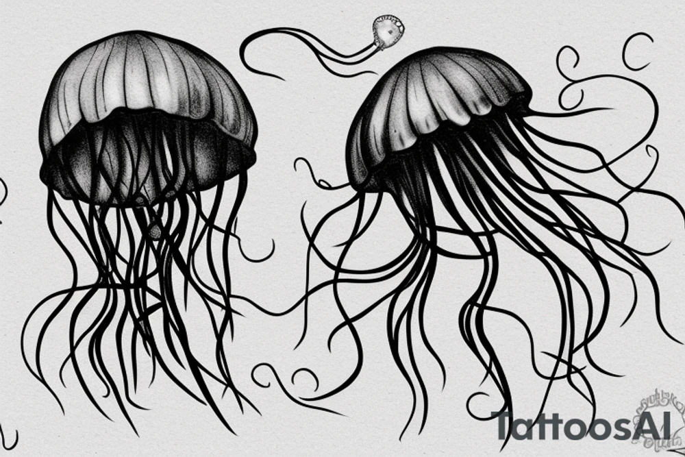 A jellyfish drawn with charcoal tattoo idea