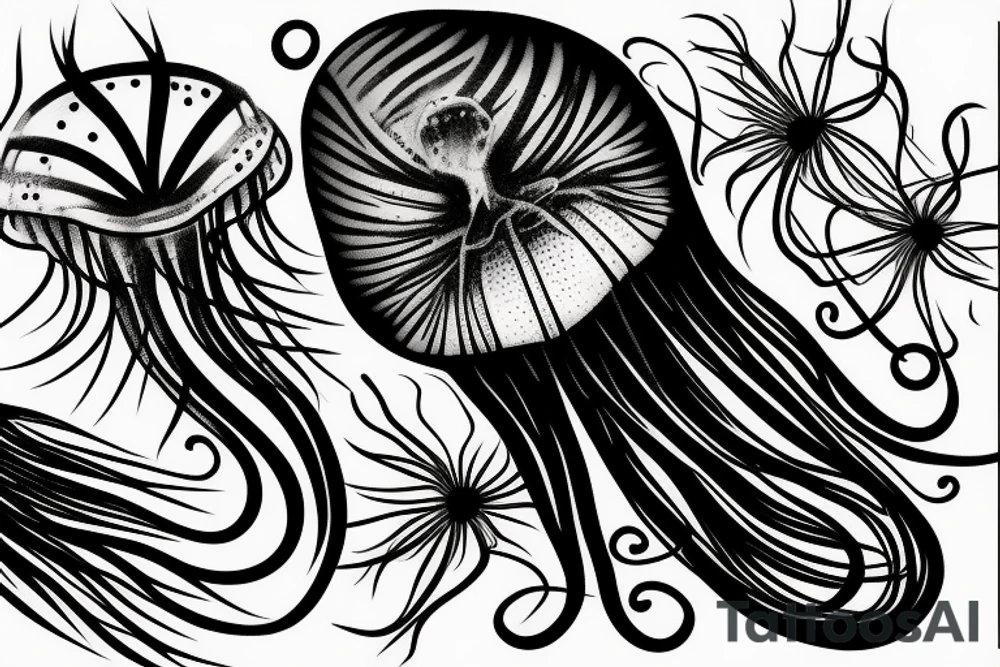 A jellyfish drawn with charcoal tattoo idea