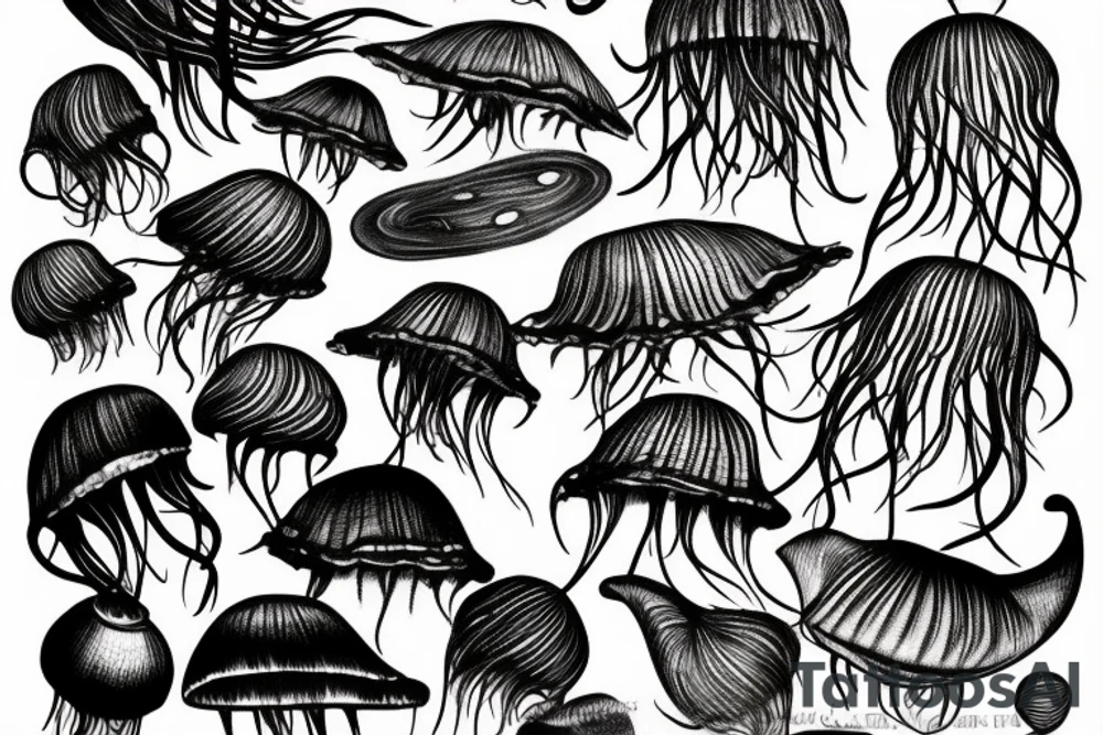 A jellyfish drawn with charcoal tattoo idea