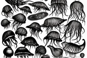 A jellyfish drawn with charcoal tattoo idea