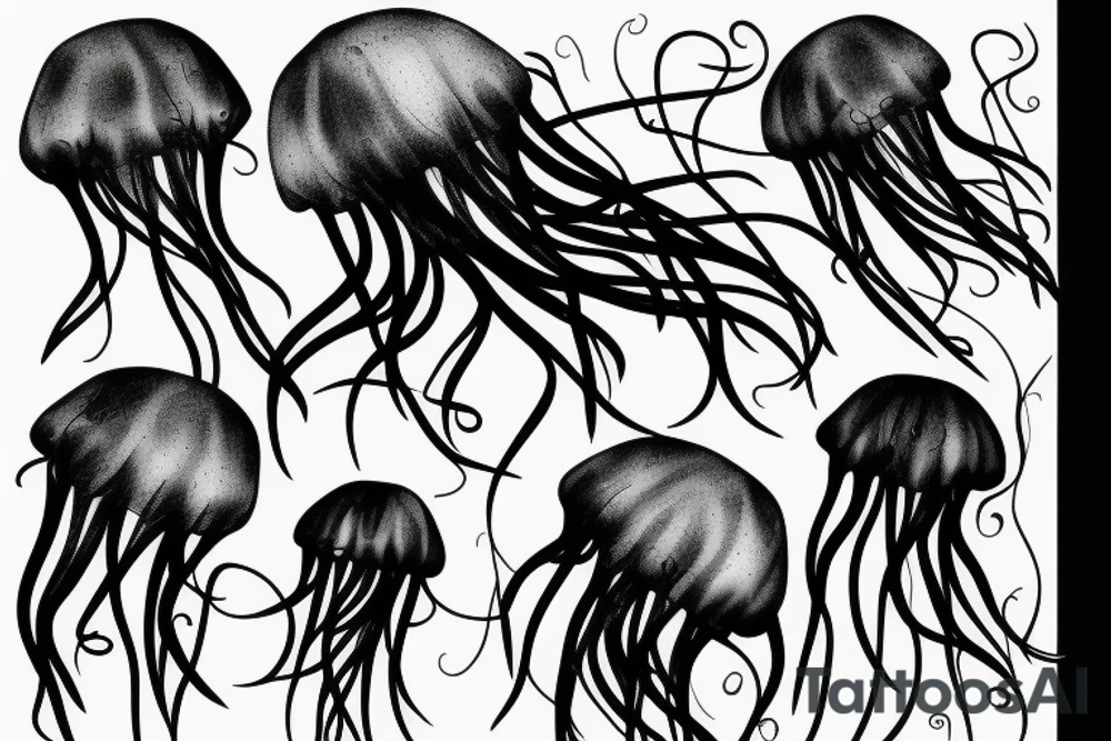A jellyfish drawn with charcoal tattoo idea