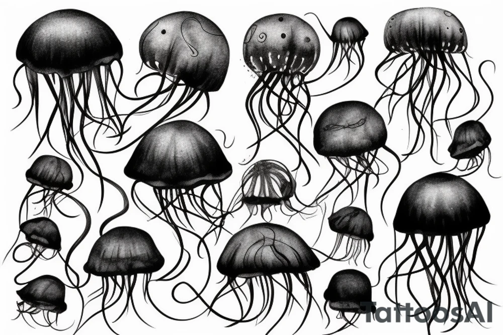 A jellyfish drawn with charcoal tattoo idea