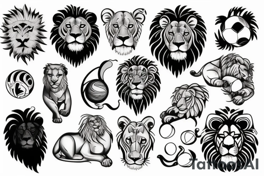 Lion with the ball tattoo idea