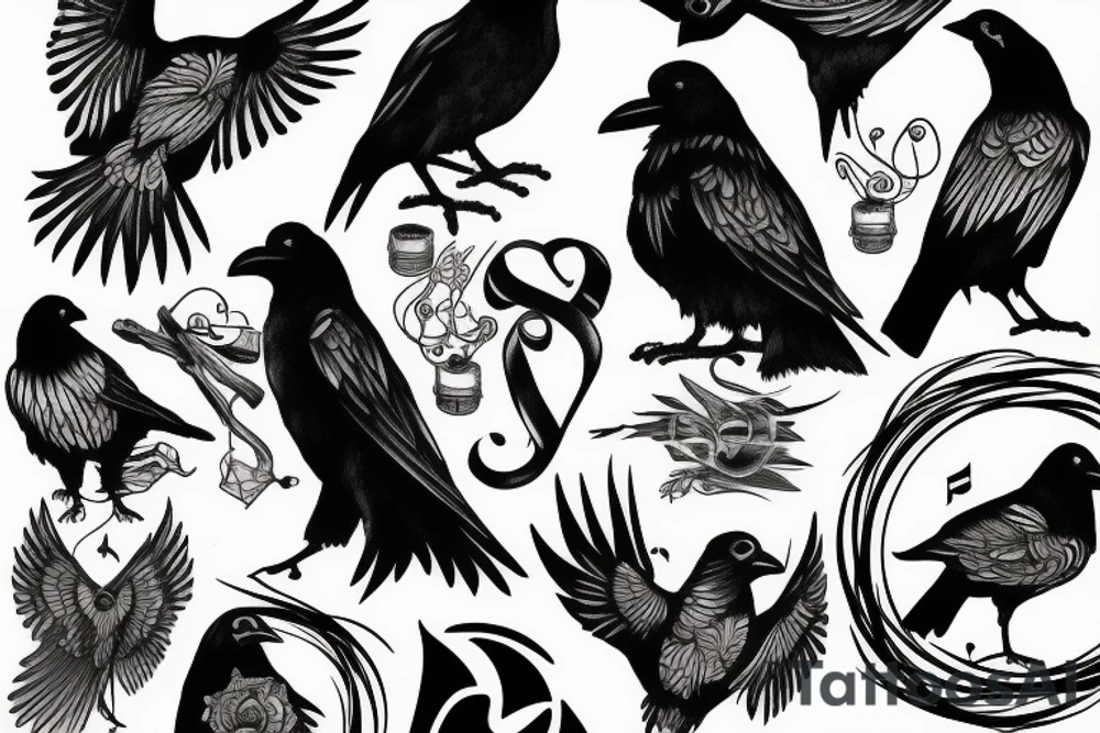 Raven music tattoo idea