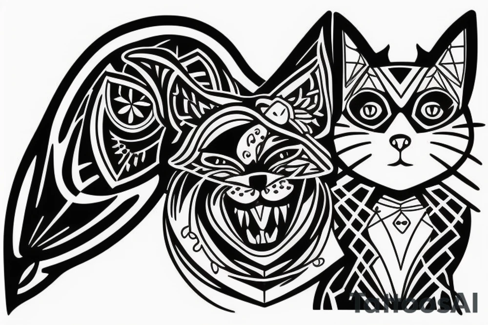 British cat and raven singing tattoo idea