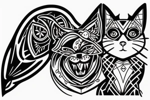 British cat and raven singing tattoo idea