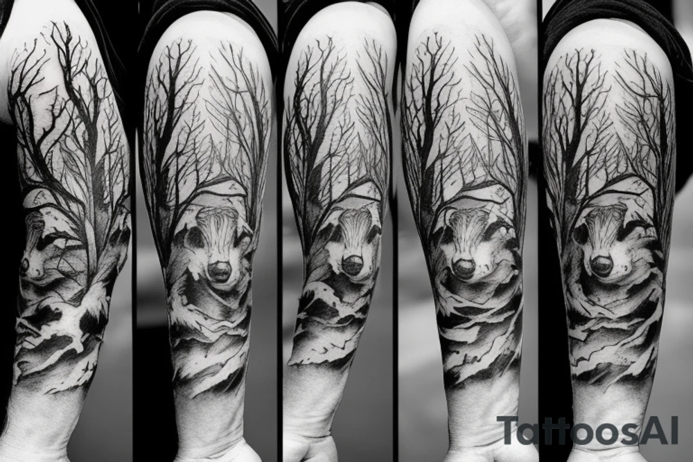 Forest in mount eith goat tattoo idea