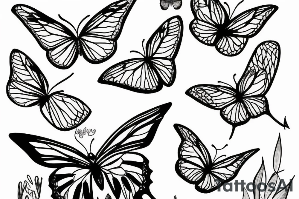 3 Butterflys tattoo idea