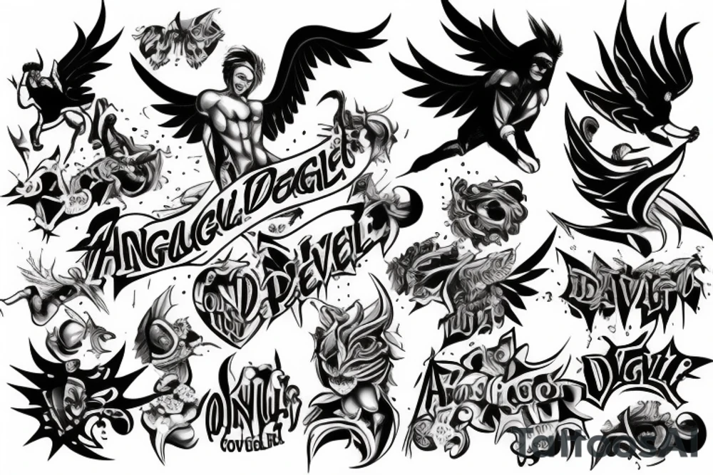 Fight angel and devil tattoo idea