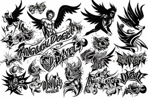 Fight angel and devil tattoo idea