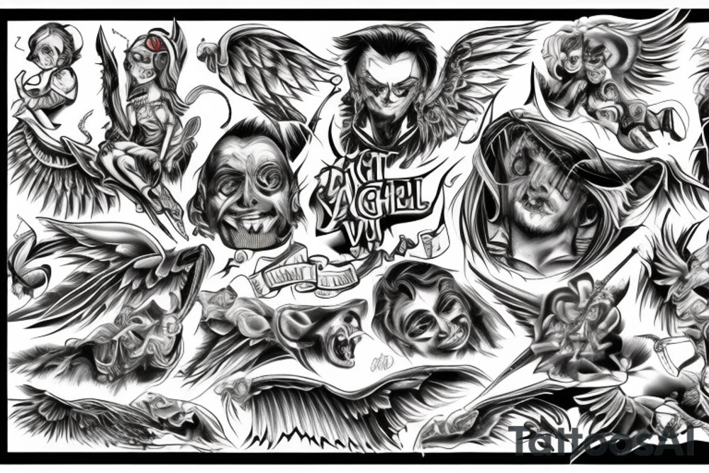 Fight angel and devil tattoo idea