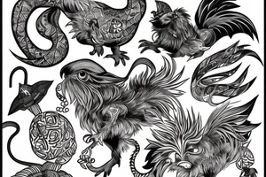 Rat ox rooster monkey Anthony Janene iyla vienna tattoo idea