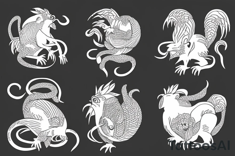 Rat ox rooster monkey Anthony Janene iyla vienna tattoo idea
