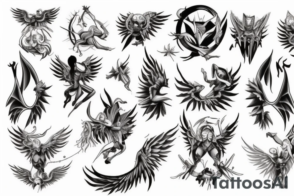 Fight angel and devil tattoo idea