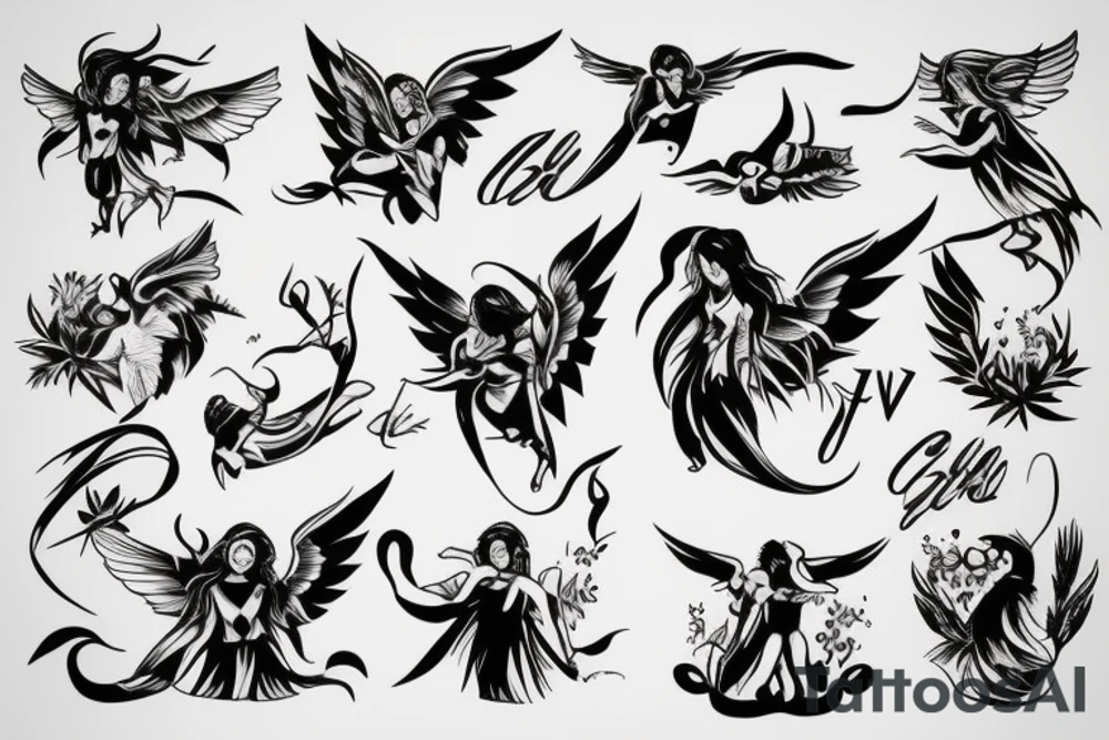 Fight angel and devil tattoo idea