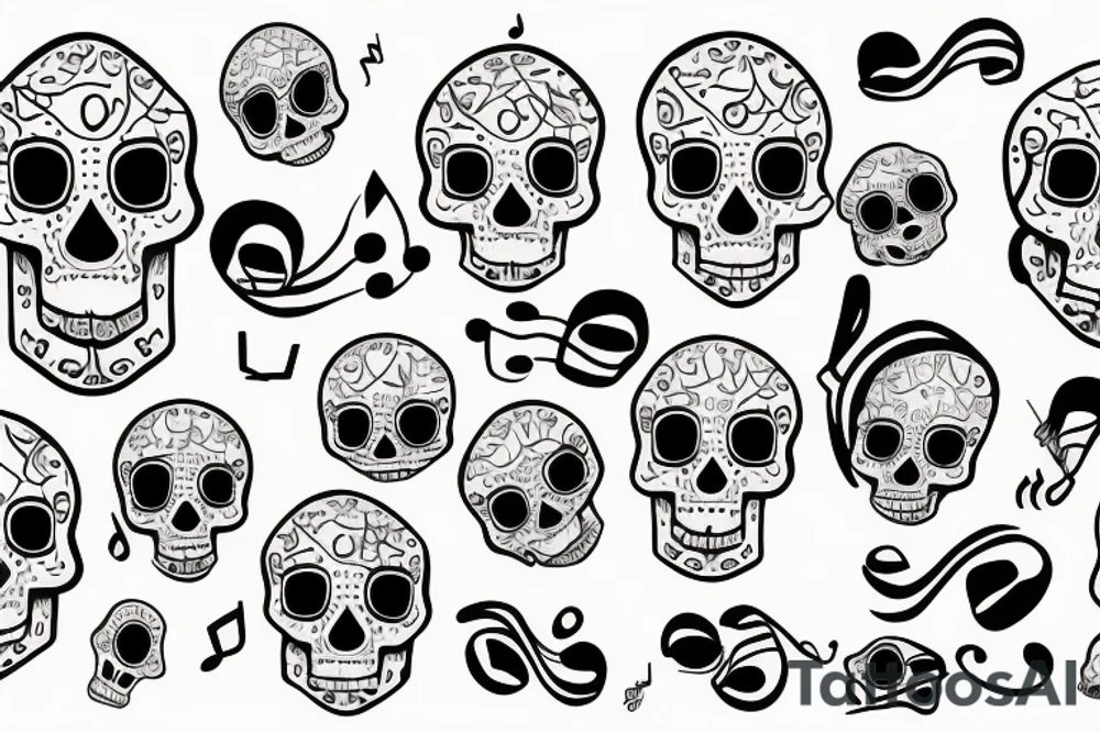 Music note and skull tattoo idea