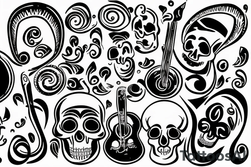 Music note and skull tattoo idea